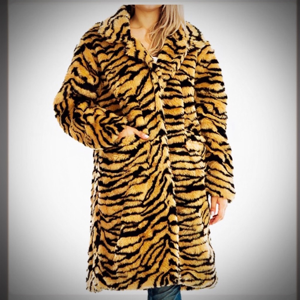 “BIG PIMPIN” Plush Tiger Print Fur Teddy Coat - Picture 13 of 16